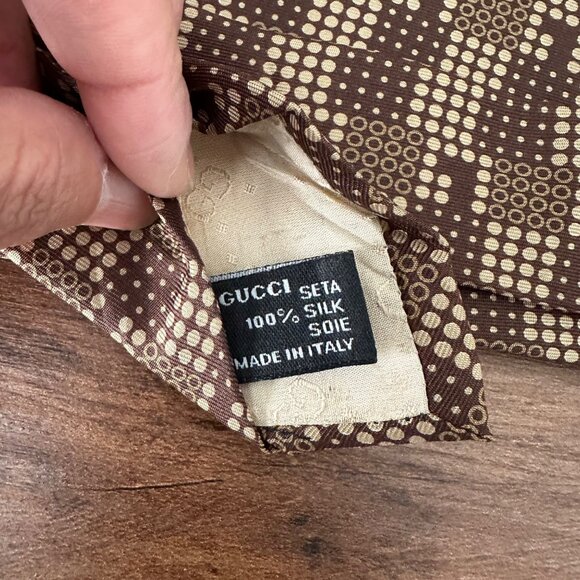 Gucci Silk Tie G Graphic Print Brown Color O/S - Picture 4 of 7